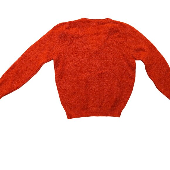 Vintage 1940s-1950s Orange/Rust V-Neck Long Sleeve Knit Sweater - Picture 6 of 8